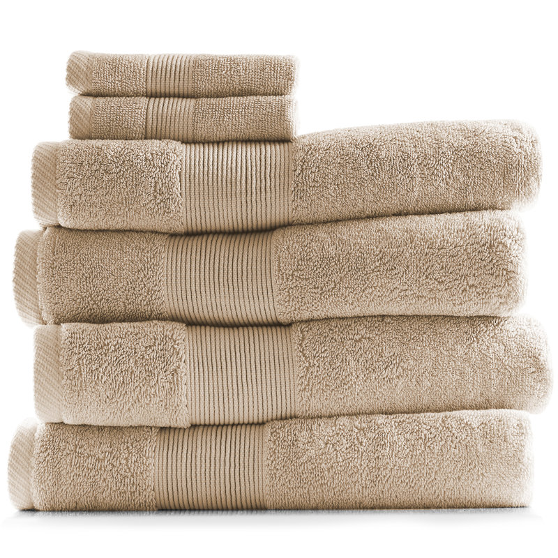 Ensemble de serviettes 6 pièces 100% coton Danni-Leigh., Beige-crème, Ensemble de 6 serviettes de bain
