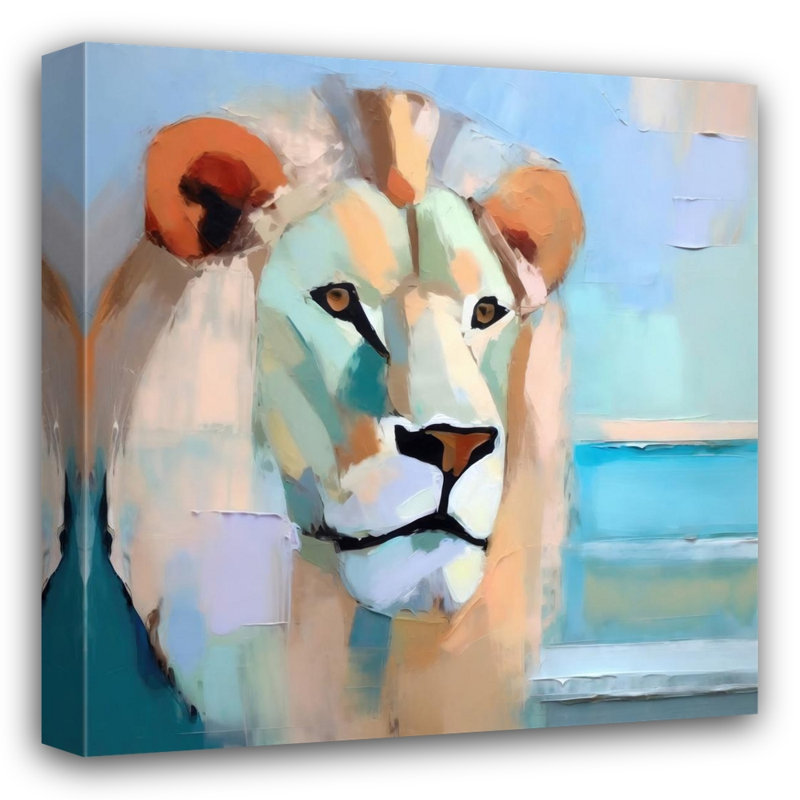 "Lion" sur toile, H 32 po x l 26 po