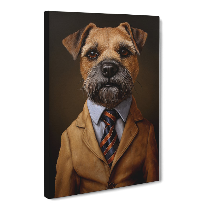 Border Terrier In A Suit Painting No.3 - No Frame Print, 50cm H x 35cm W x 3cm D