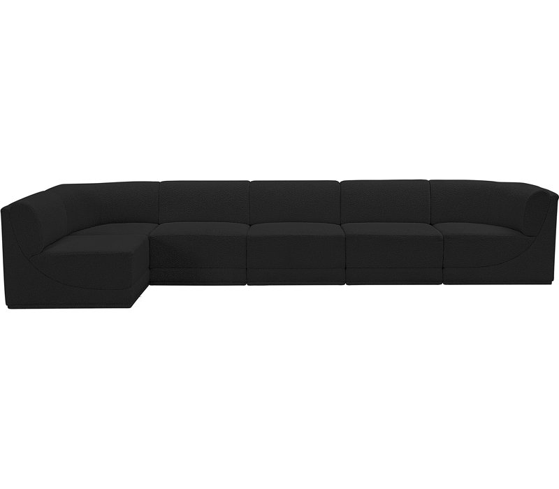 Canapé modulaire rembourré 6 pièces Ollie, Tissu bouclé noir