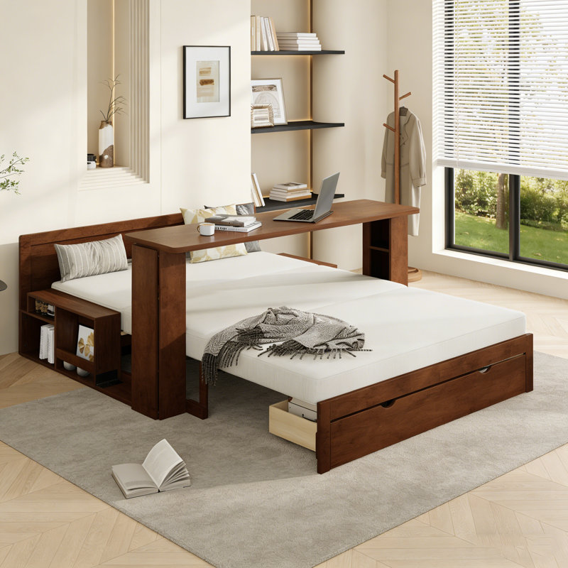 Grand lit de jour avec bureau amovible, Grand lit, Espresso