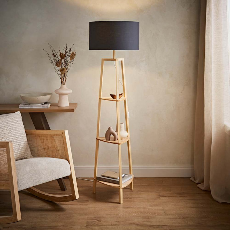 Aidrian 155cm Tripod Floor Lamp, No, Brown, Grey