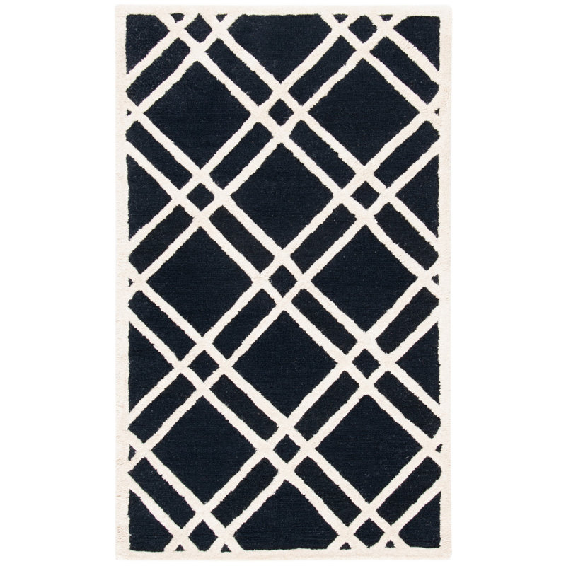 Deedgra Hand Tufted Wool Geometric Rug, Rectangle 2' x 3'