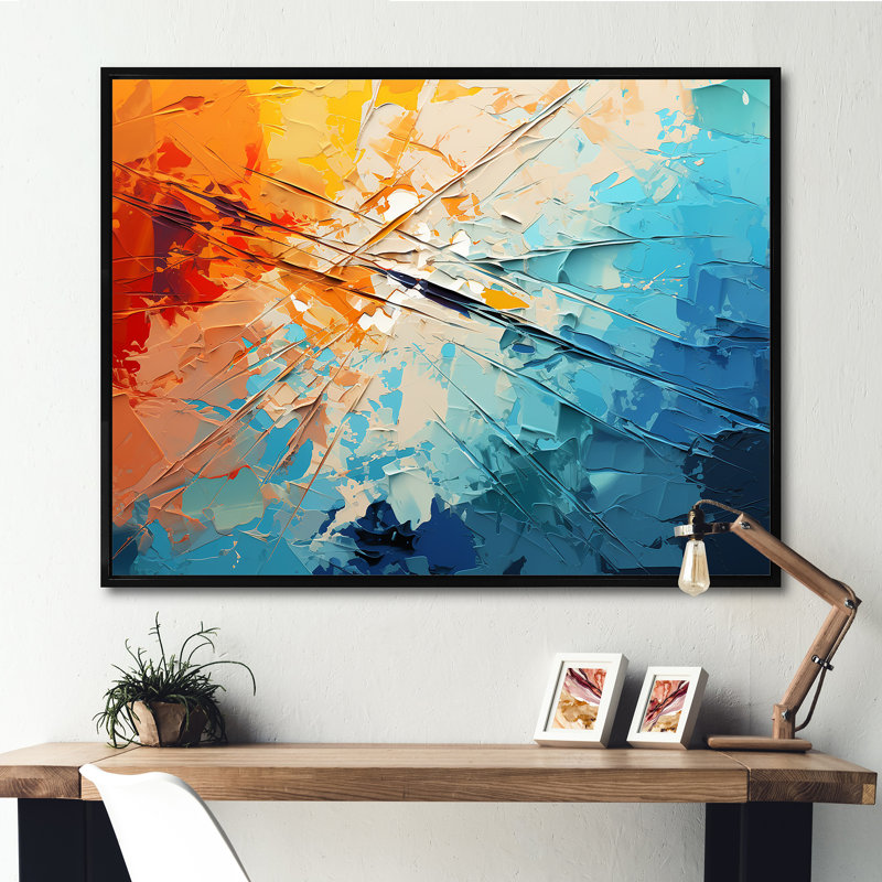 Panneaux solaires bleu sarcelle Minimalisme - panneaux solaires, Cadre flottant noir, 12" H x 20" W