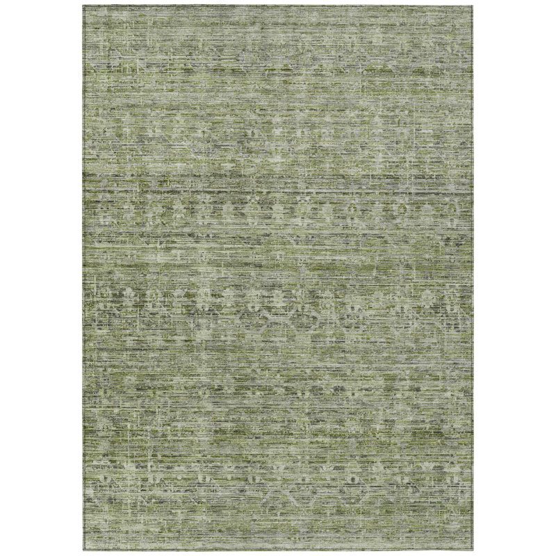 Tapis vert intérieur / extérieur lavable à la machine Xhevrie, Rectangle 2 pi 6 po x 3 pi 10 po