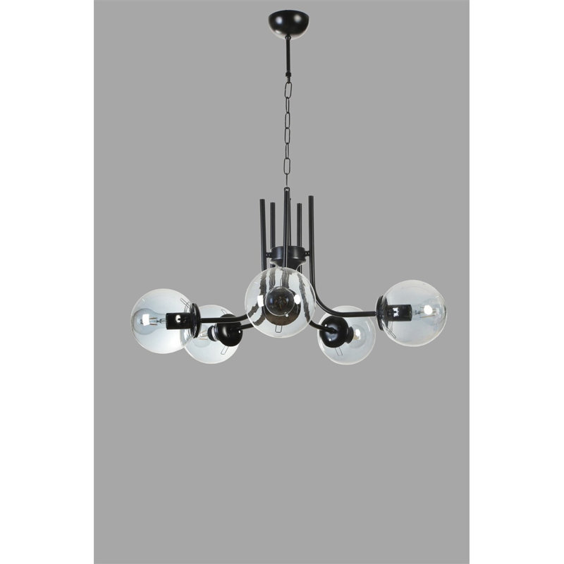 Lustre élégant en métal noir et fumées, 25,6 po de diamètre x 27,6 po de hauteur | Douille E27, 40 W maximum | Luminaire élégant classé IP20 pour le salon, la salle à manger et le vestibule | Conception moderne, fabrication durable