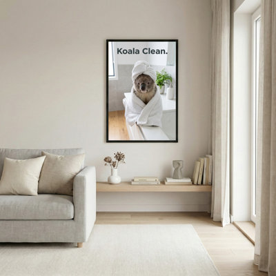 Koala «Clean Animal Bath Time», reproduction d'art sur toile tendue sur toile, ensemble de 1