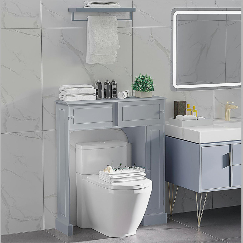 Armoire de rangement au-dessus de la toilette avec tablettes réglables, support de toilette