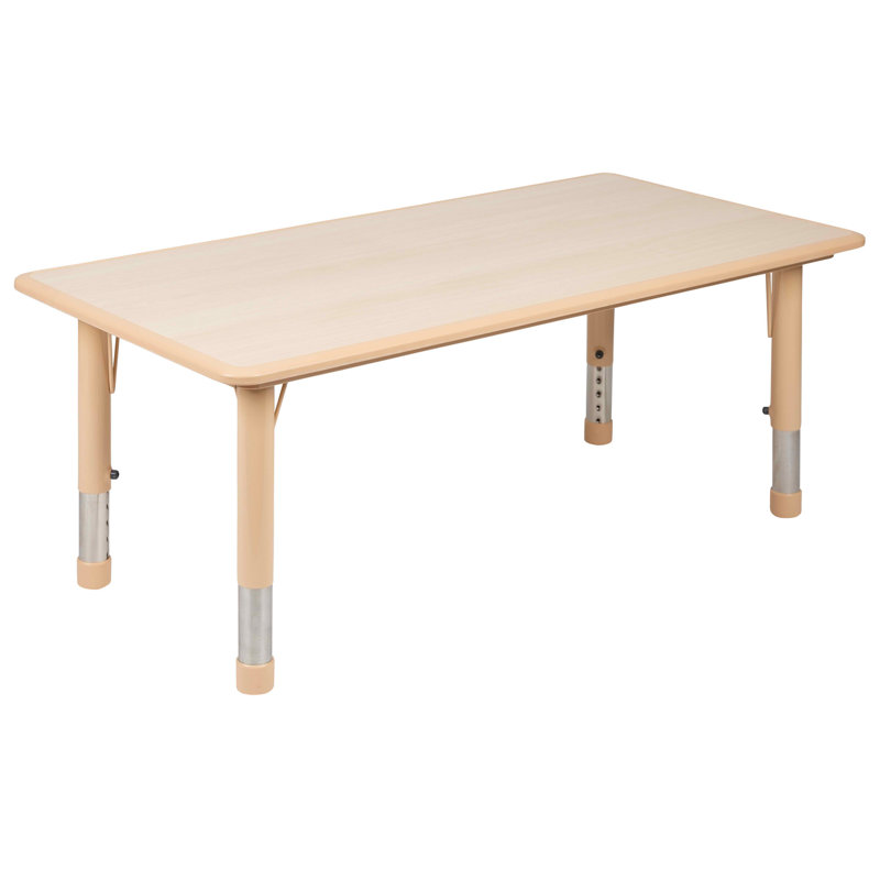 Goddard 5-Piece Rectangle Plastic Kids Activity Table and Chairs Set, Natural