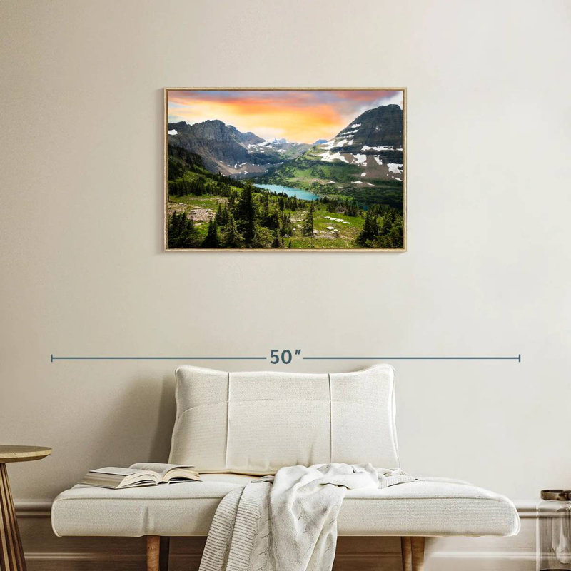 Glacier National Park View, Floating Frame Natural Wood, 31" X 21"