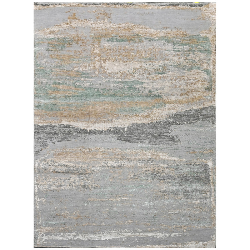 One-of-a-Kind Rectangle 8'9" x 11'9" Area Rug in Silver/Aqua