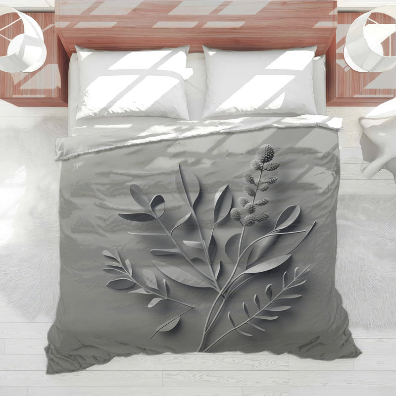 Édredon naturel à motif de feuilles Leaves Bedding, Grand lit