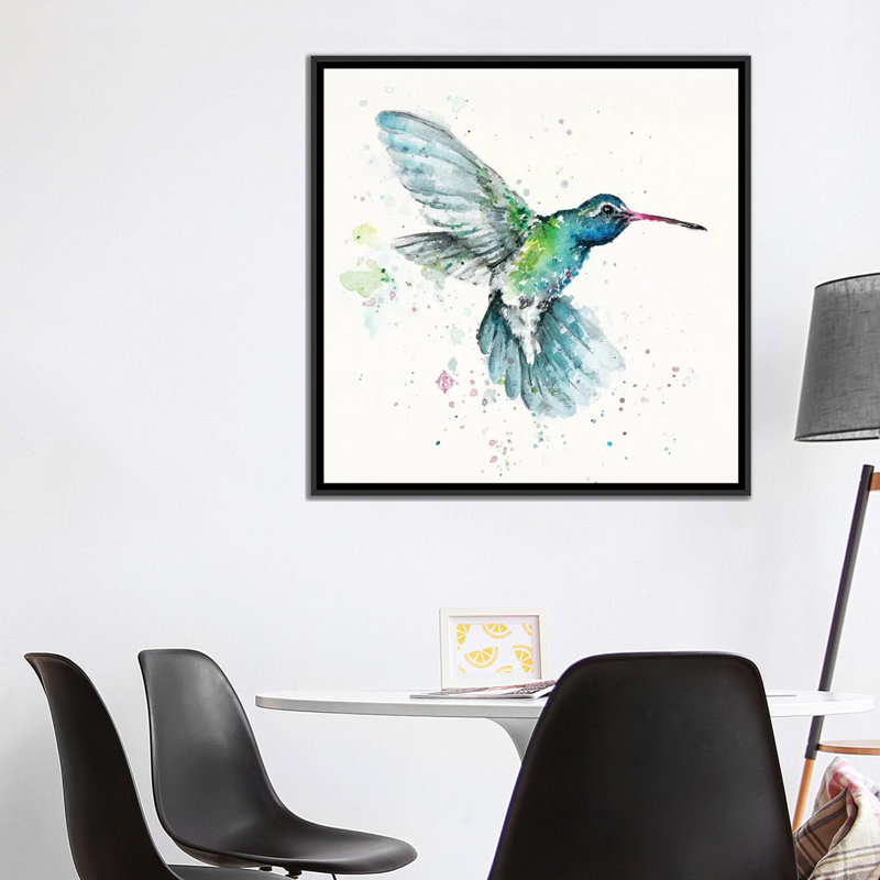 «Hummingbirds Flurry» par Sillier Than Sally - reproduction d'art, H 37 po x l 37 po x P 1,5 po, Toile avec cadre noir