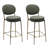 29.13 Inches Seat Height Modern Bar Stools Of 2, Faux Leather, Golden Frame, Footrest, - Slip Pads For Stability 2 With 29'' Height, Leather Seats And Legs, Comfortable Oval , Integrated Footrest