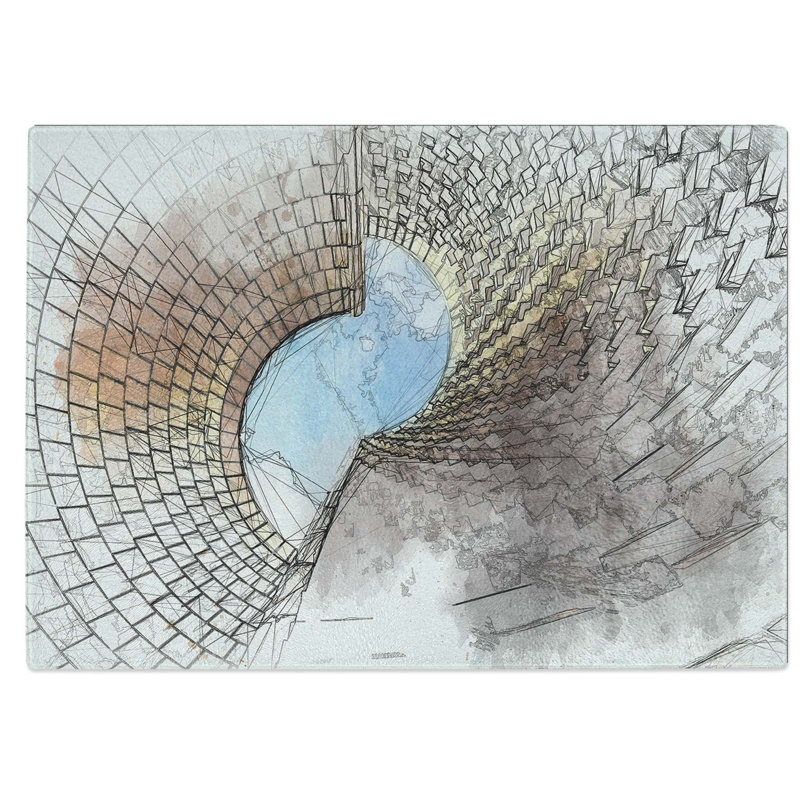 Tempered Glass Architecture Sketch Vol.18 Chopping Board, 39 cm W x 28.5 cm L