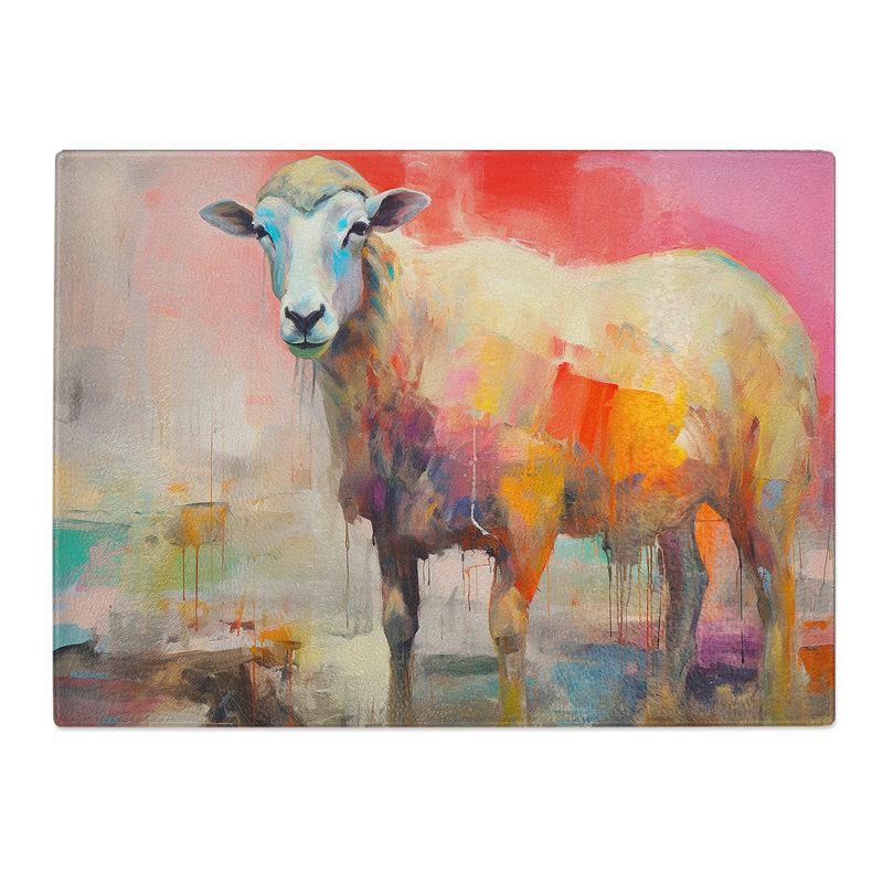 Sheep Gestural  Glass Chopping Board