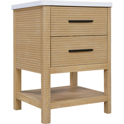Meuble-lavabo en pierre naturelle et en bois massif 24 po Oakwell