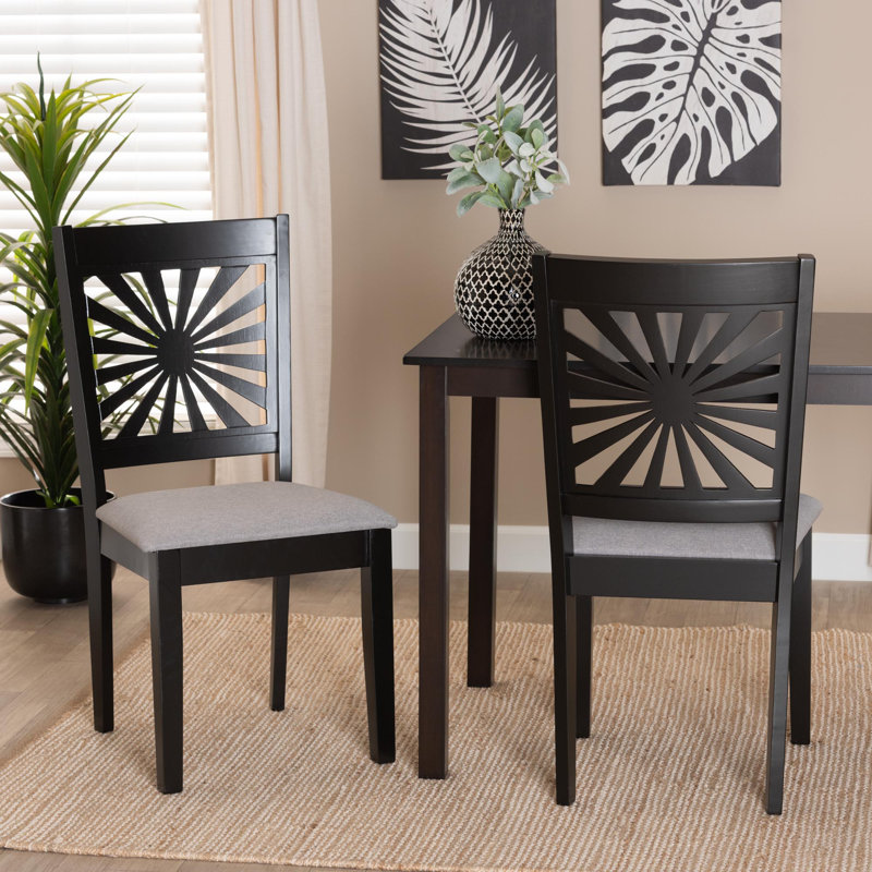 18.9'' H Fabric Upholstered Side Chair, Espresso Brown, Gray