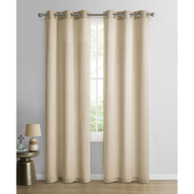 Gelia 2-Piece Solid Jacquard Grommet Curtain Set, 38" x 84"