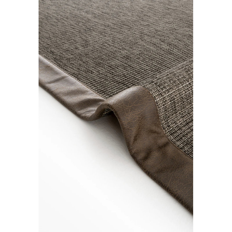 Tapis en sisal à bordure en cuir Lopez, Rectangle 6 pi 7 po x 9 pi 11 po