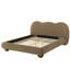 Très grand lit brun oriental avec pieds en bois rembourrés et bouclés, style contemporain-378447449-378447451