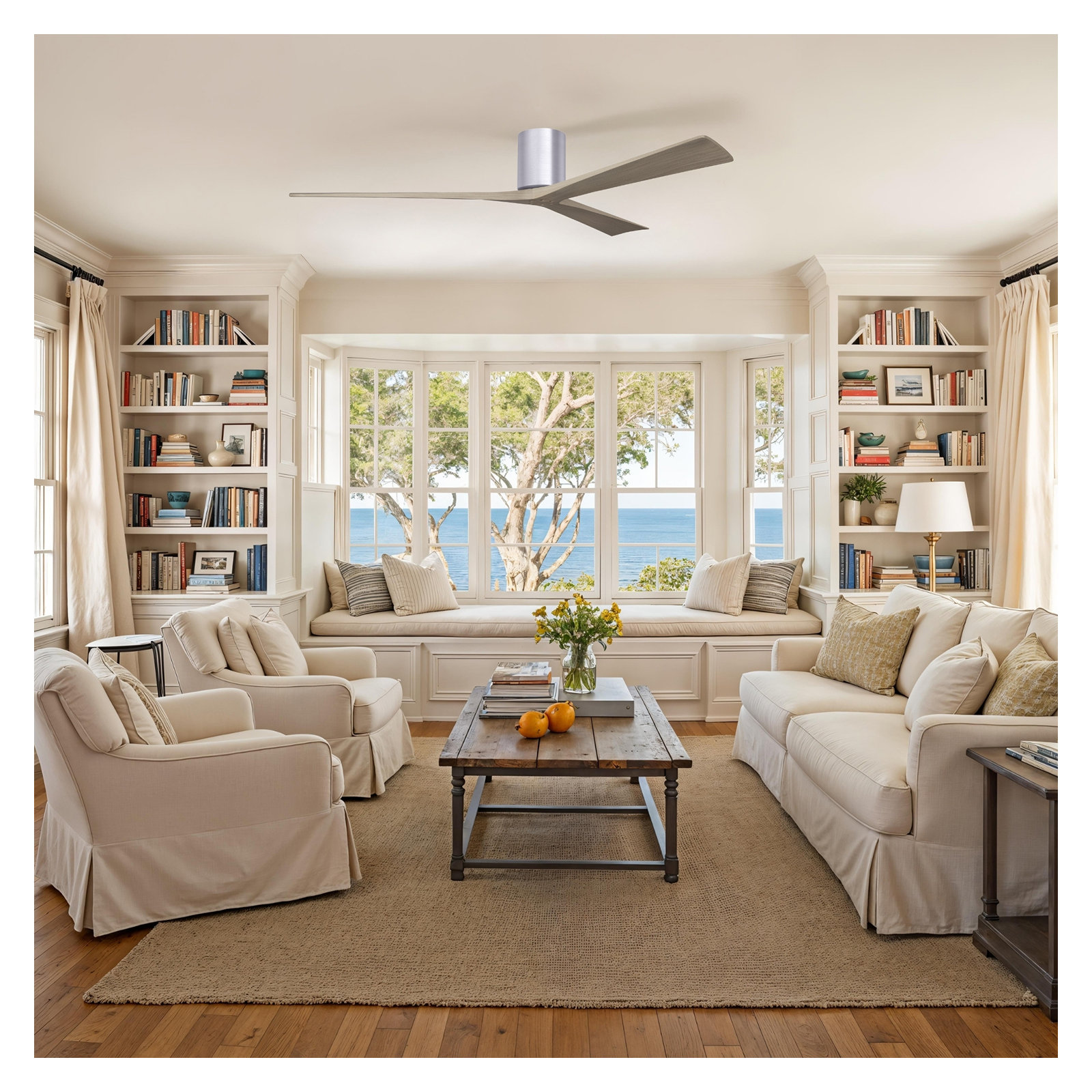 Olivier 3 Blade Ceiling Fan, Brushed Nickel, Gray Ash Tone, 72"