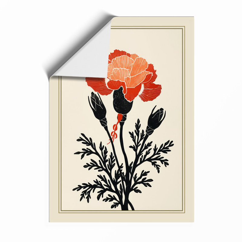 Carnation Study Botanical - Framed Print, A4 - 29.7 x 21.0 cm, Unframed