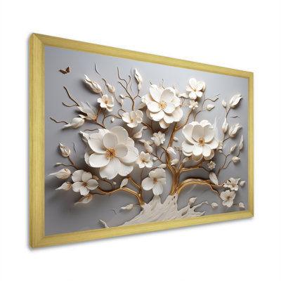 White Orchid Tree Garden Of Branches 10 - Abstract Floral Wall Art for Living Room