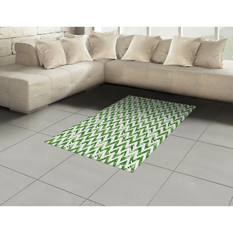 Tapis décoratif à haute densité en fibres de polyester Palm Leaf, Rectangle 2 pi 7 po x 5 pi