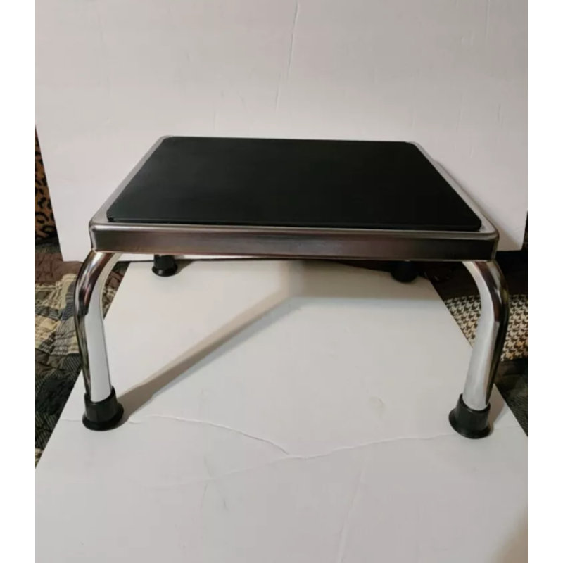 Chrome Footstool With Rubber Mat
