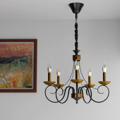 5 Arm Candle Light With Adjustable Chain Traditional Design Ceiling Pendant Light