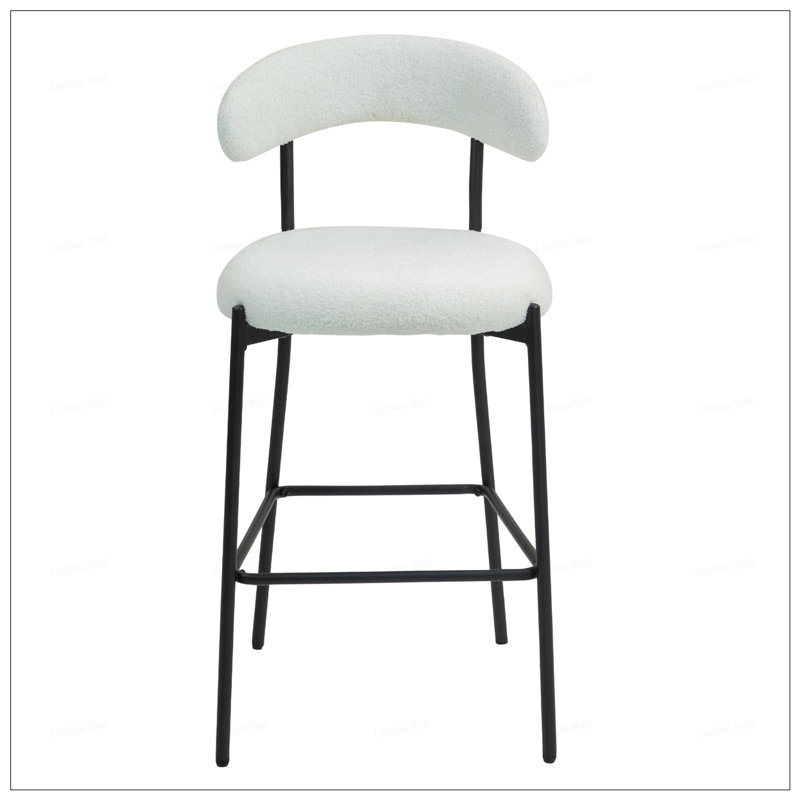 26Inch Teddy Fabric Counter Height Bar Stools, White