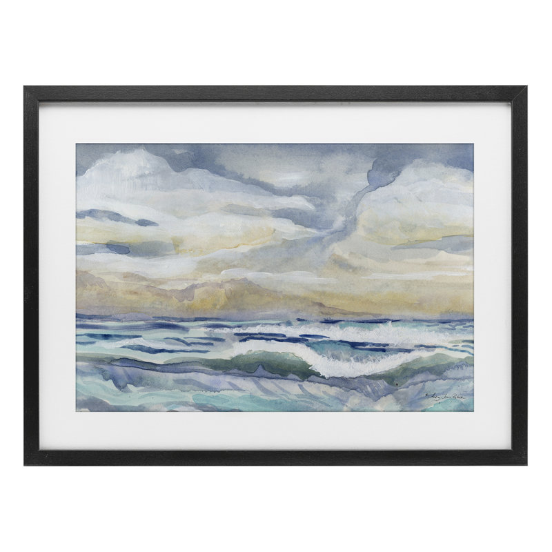 «Subtle and Serene Cloudy Sea», reproduction sous verre encadrée, design par Audrey Jeanne Roberts, H 14 po x l 20 po
