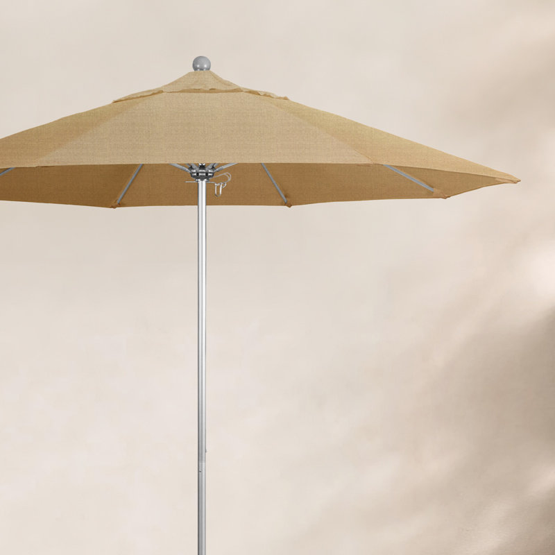 Parasol de marché 9 pi Maria, Argent argent, Sunbrella® ‑ lin sésame