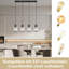 Black Crystal Cylinder Pendant Light - Modern Adjustable Height E27 for Dining Room Kitchen-129511113-129511115