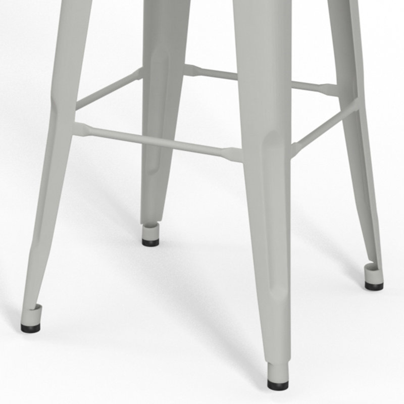 Fletcher Metal Contemporary Stools with Brace Support, White, Bar Stool (29.92" Seat Height)