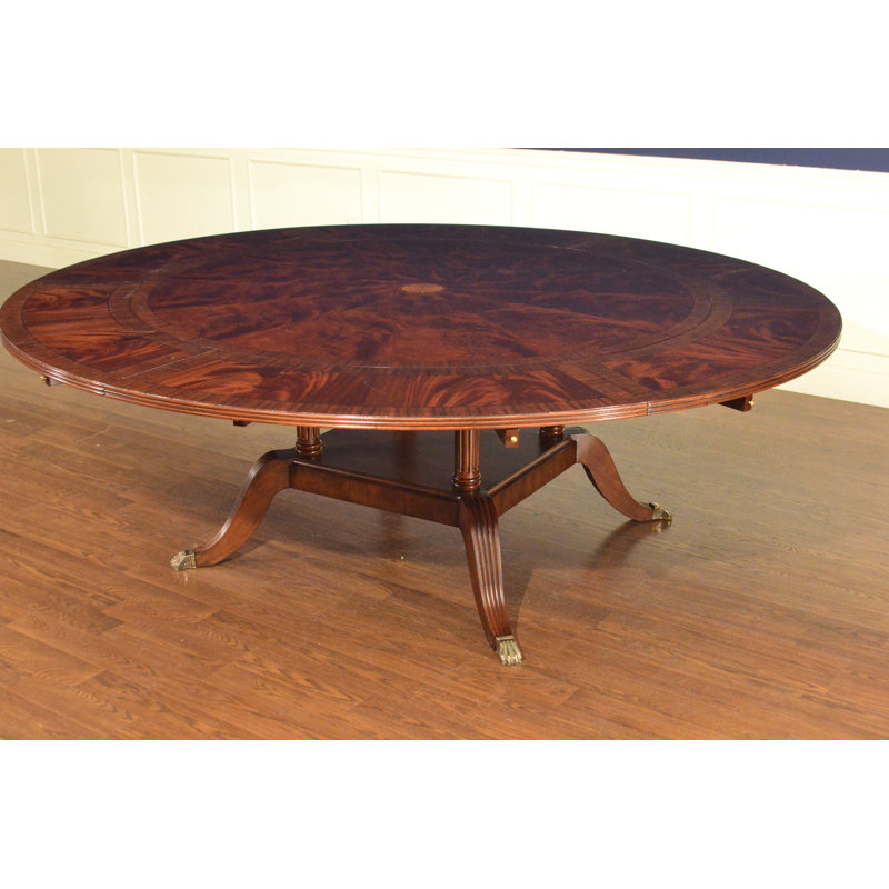 84" Round Perimeter Leaf Mahogany Dining Table