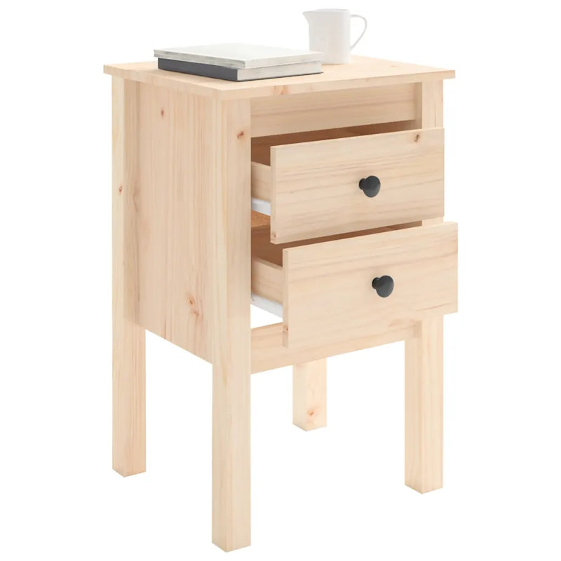 Armoire de chevet en bois de pin massif vidaXL, Naturel