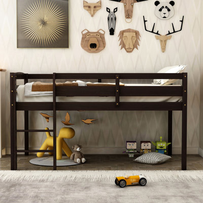 Lit mezzanine simple noyer avec. Maximisez l'espace de vie. Fabriqué à partir de matériaux de qualité. Pièce de chambre à coucher polyvalente. Et sécuritaire. Idéal pour. Convient à un matelas standard. L 79,5 po x l 42,7 po x H 44,8 po Bois - No