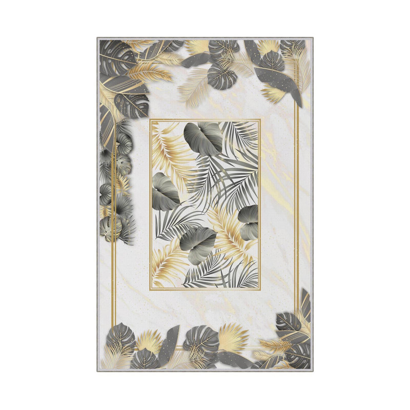 Tapis de couloir gris en polyester tissé à la machine 2 pi 7 po x 9 pi 10 po Anegam