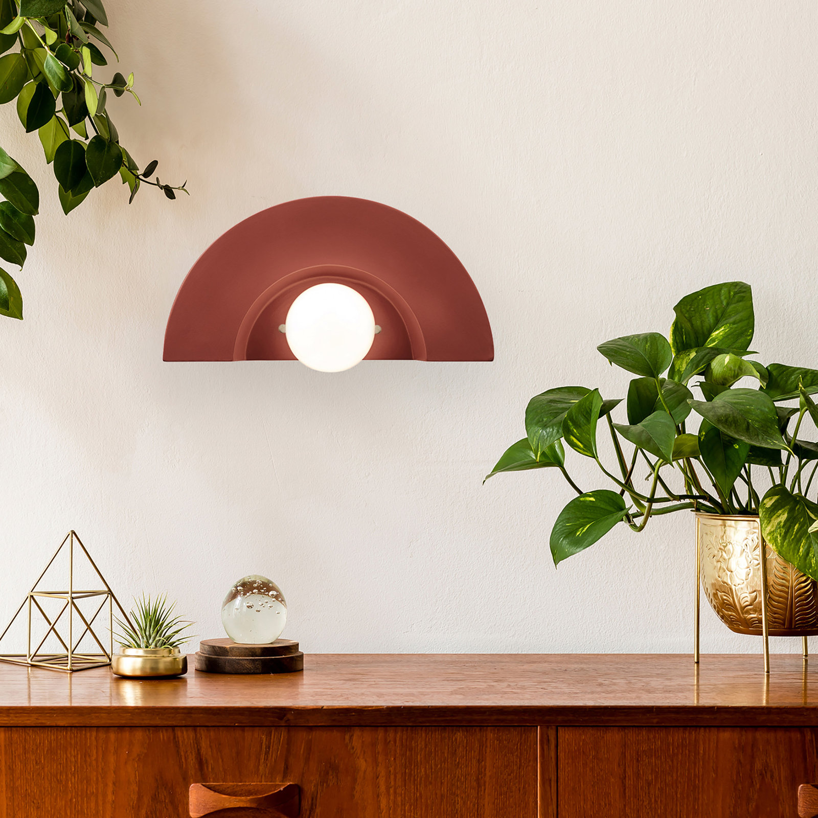 Payam Single Light Ceramic Dimmable Half Moon, Canyon Clay