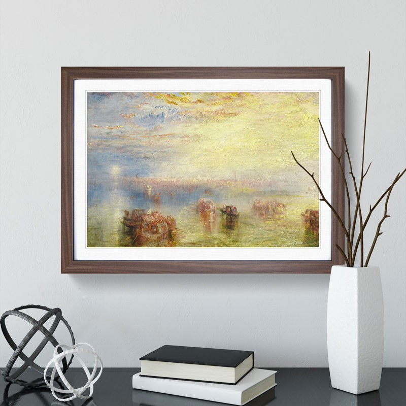 Approach to Venice by Joseph Mallord William Turner - Picture Frame Painting, 27cm H x 36cm W x 2cm D, Walnut Framed