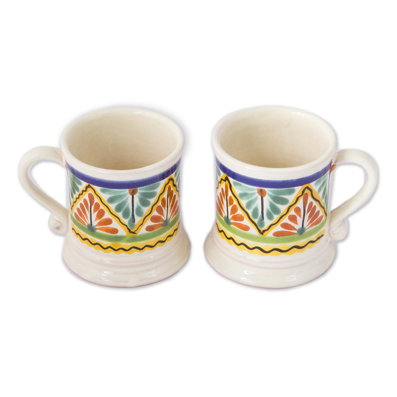 Tasses en céramique zigzag fabriquées à la main Bungalow Rose (paire)