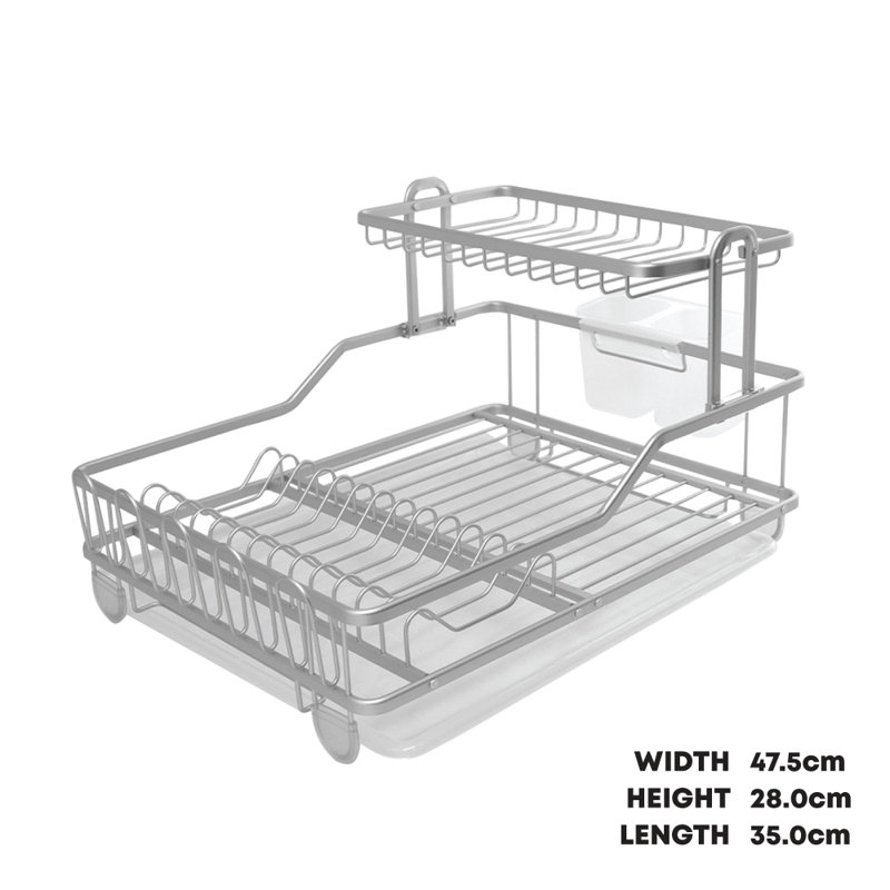 Sq Professional Aluminium 2 Tier Rust Proof Rinse Basket, Silver