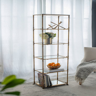Étagère à miroir à 6 niveaux en or antique 20 "x 14" x 70,5 "Perisa