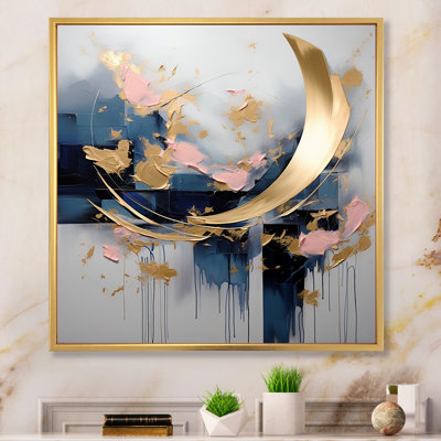 Reproduction d'art mural doré doré abstrait tourbillons de sérénité IV