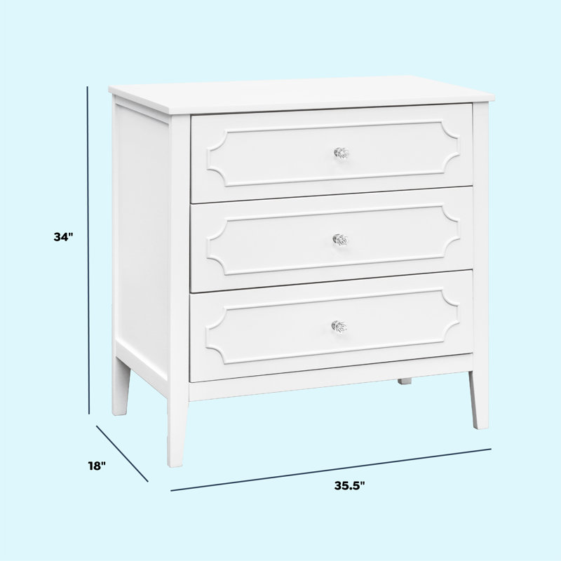Chloe Regency White Crystal-Knobbed Nursery Dresser
