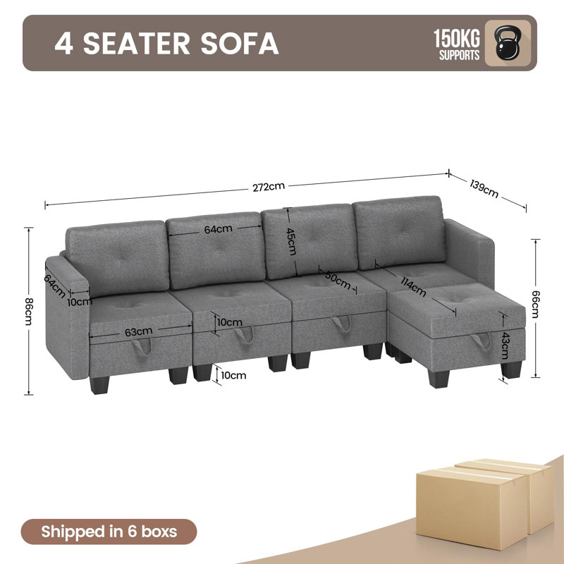 Fabric Corner Sofa, 4