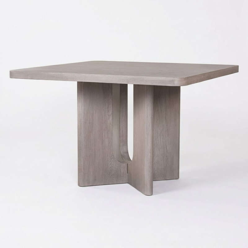 Table de salle à manger Naziah moderne en chêne blanc, 137 cm (54 po), pied central, 4 couverts