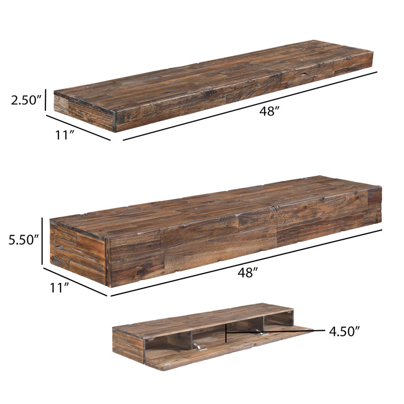 Conna 3 Piece Acacia Floating Shelf